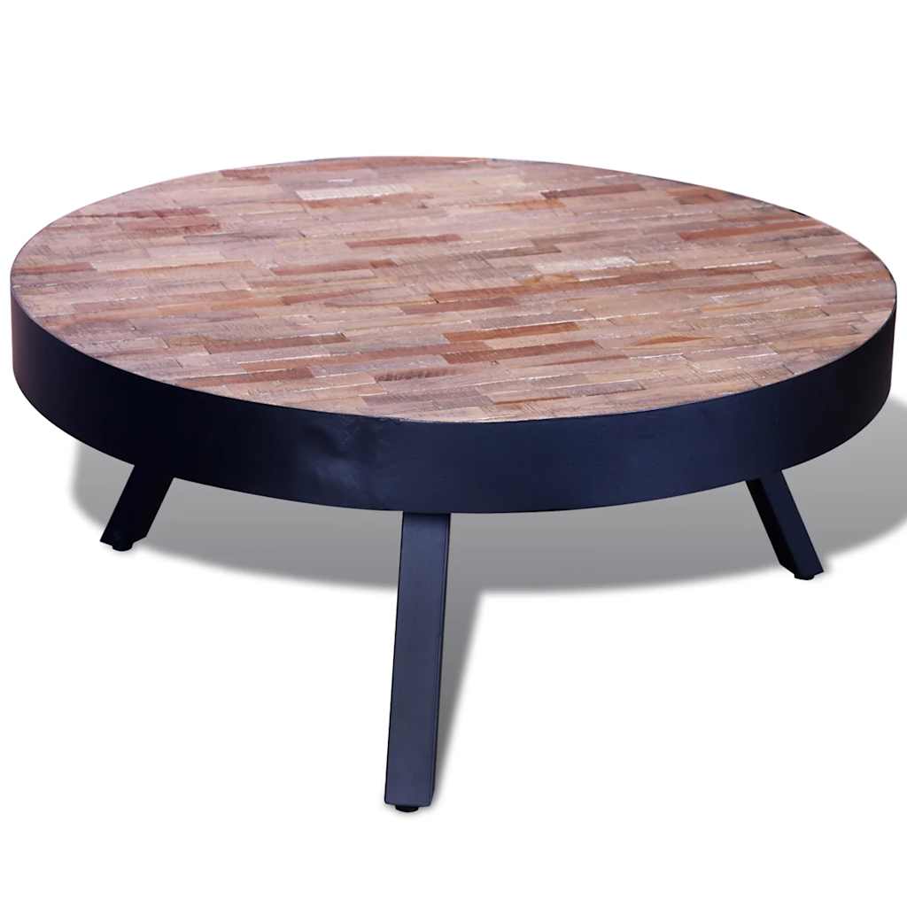 vidaXL Mesa de centro redonda madera de teca reciclada