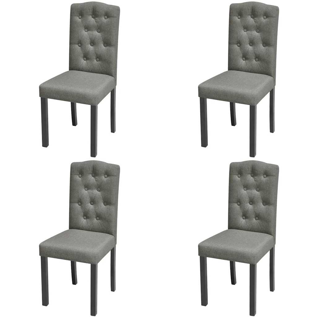 vidaXL Sillas de comedor giratorias 4 unidades tela gris