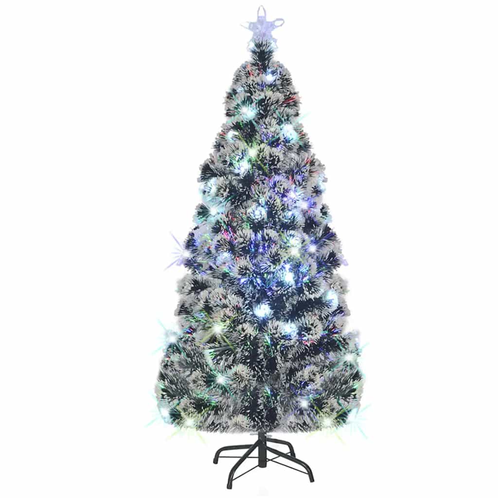 vidaXL Árbol de Navidad preiluminado con soporte y LED fibra óptica 150 cm