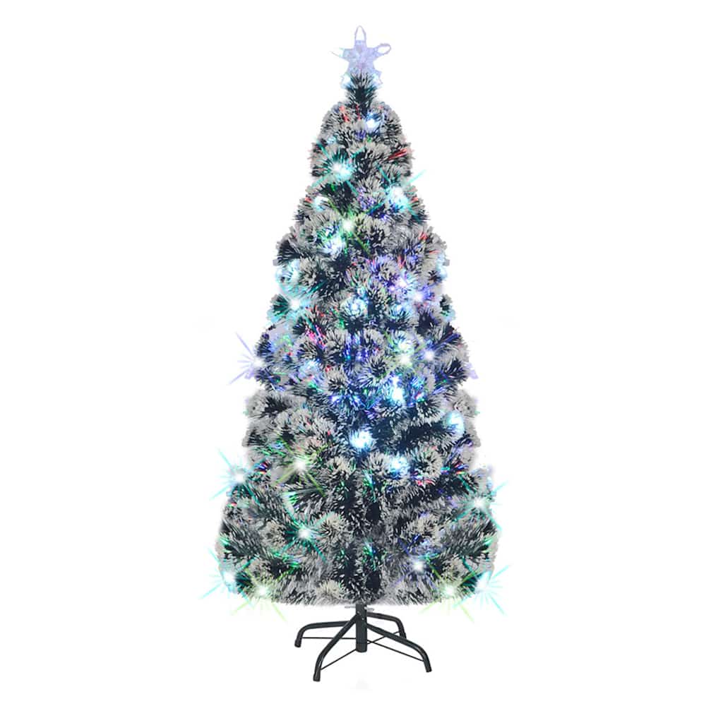 vidaXL Árbol de Navidad preiluminado con soporte y LED fibra óptica 180 cm