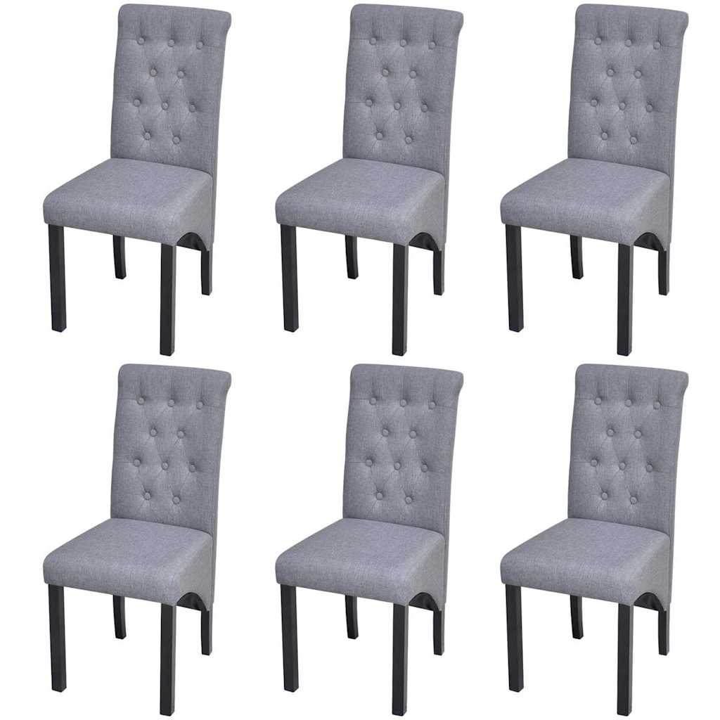 vidaXL Sillas de comedor 6 unidades de tela gris claro