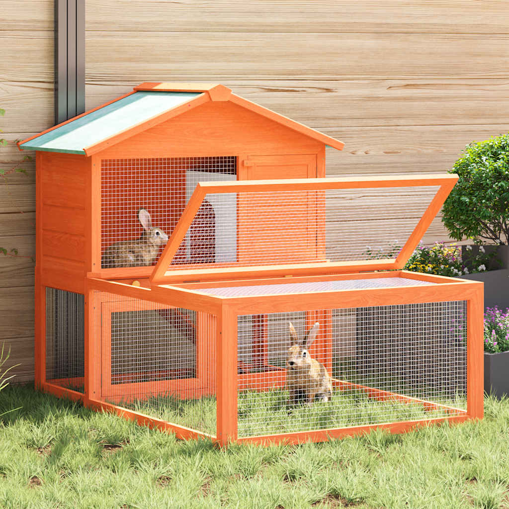 vidaXL Conejera jaula de animales con patio exterior madera