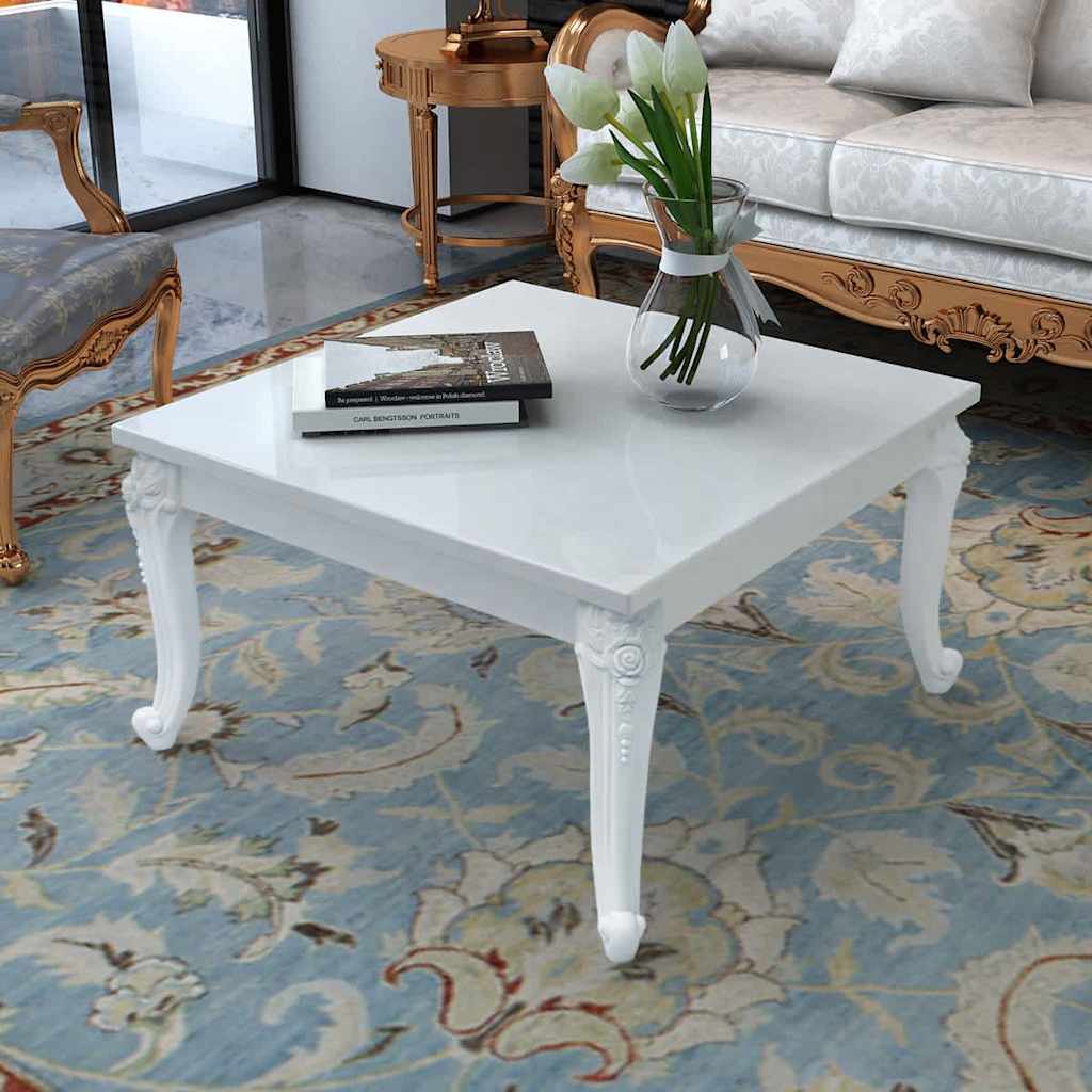 vidaXL Mesa de centro blanco brillante 80x80x42 cm