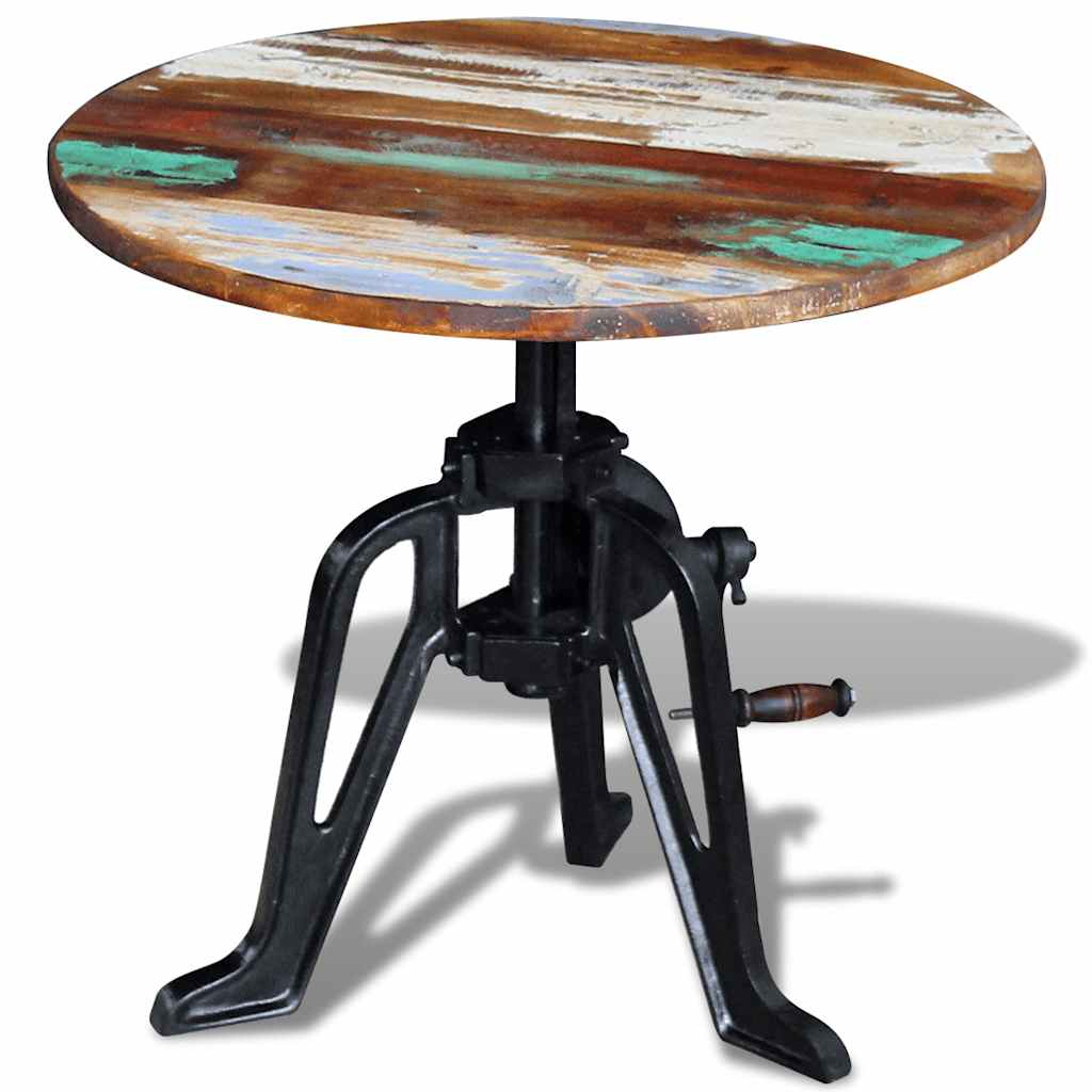 vidaXL Mesita auxiliar madera reciclada y hierro fundido 60x(42-63) cm