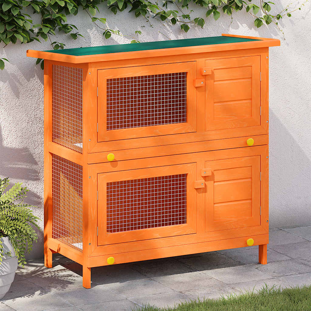 vidaXL Jaula de madera para conejos pequeños de exterior con 4 puertas