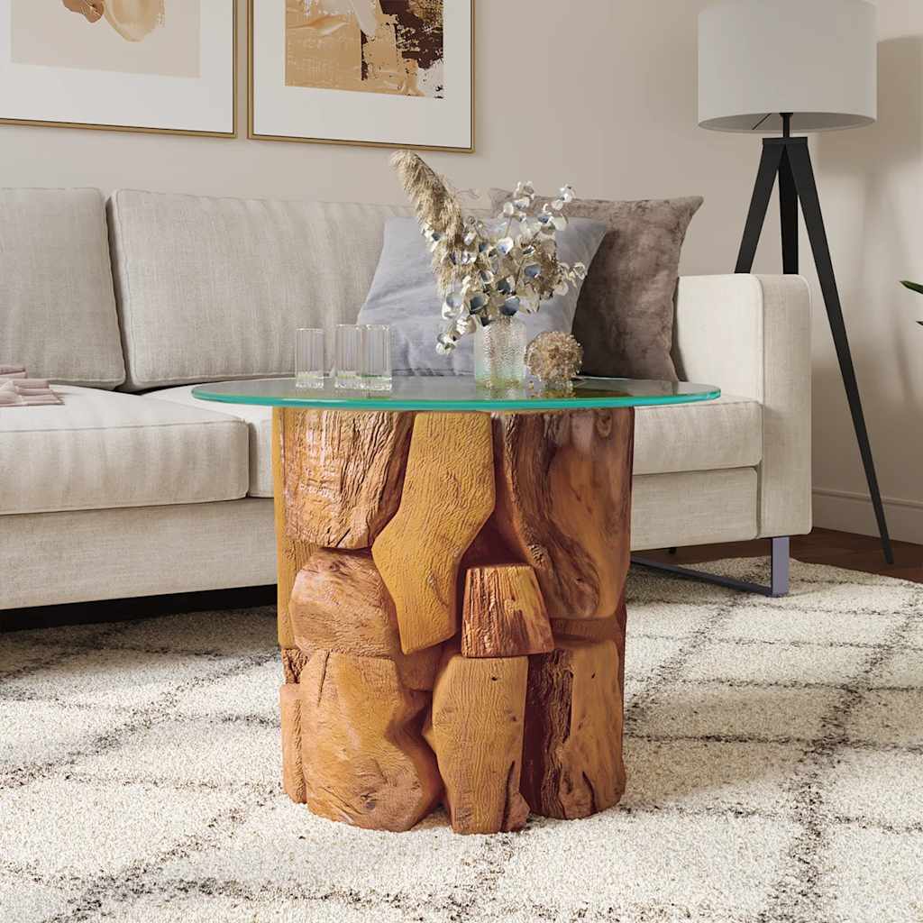 vidaXL Mesa de centro de madera flotante de teca maciza 60 cm