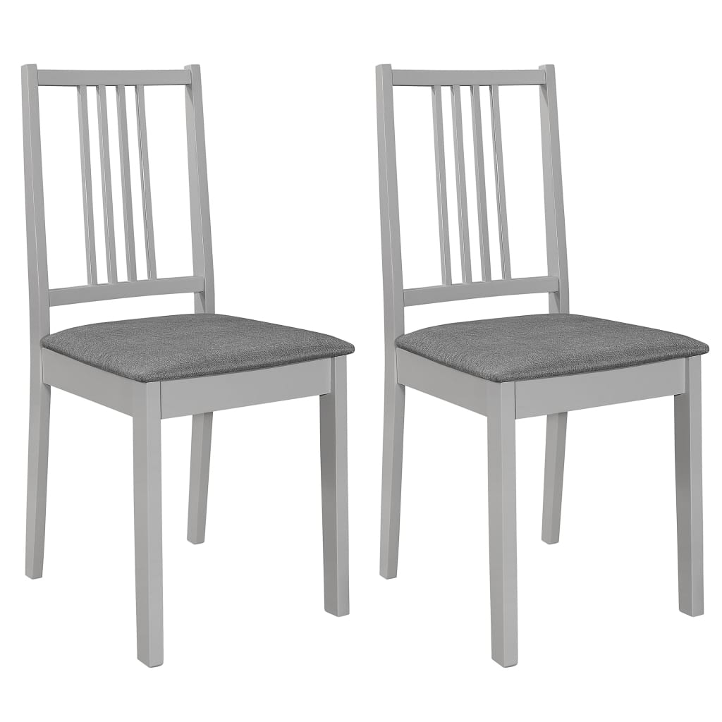 vidaXL Sillas de comedor con cojines de madera maciza gris 2 unidades