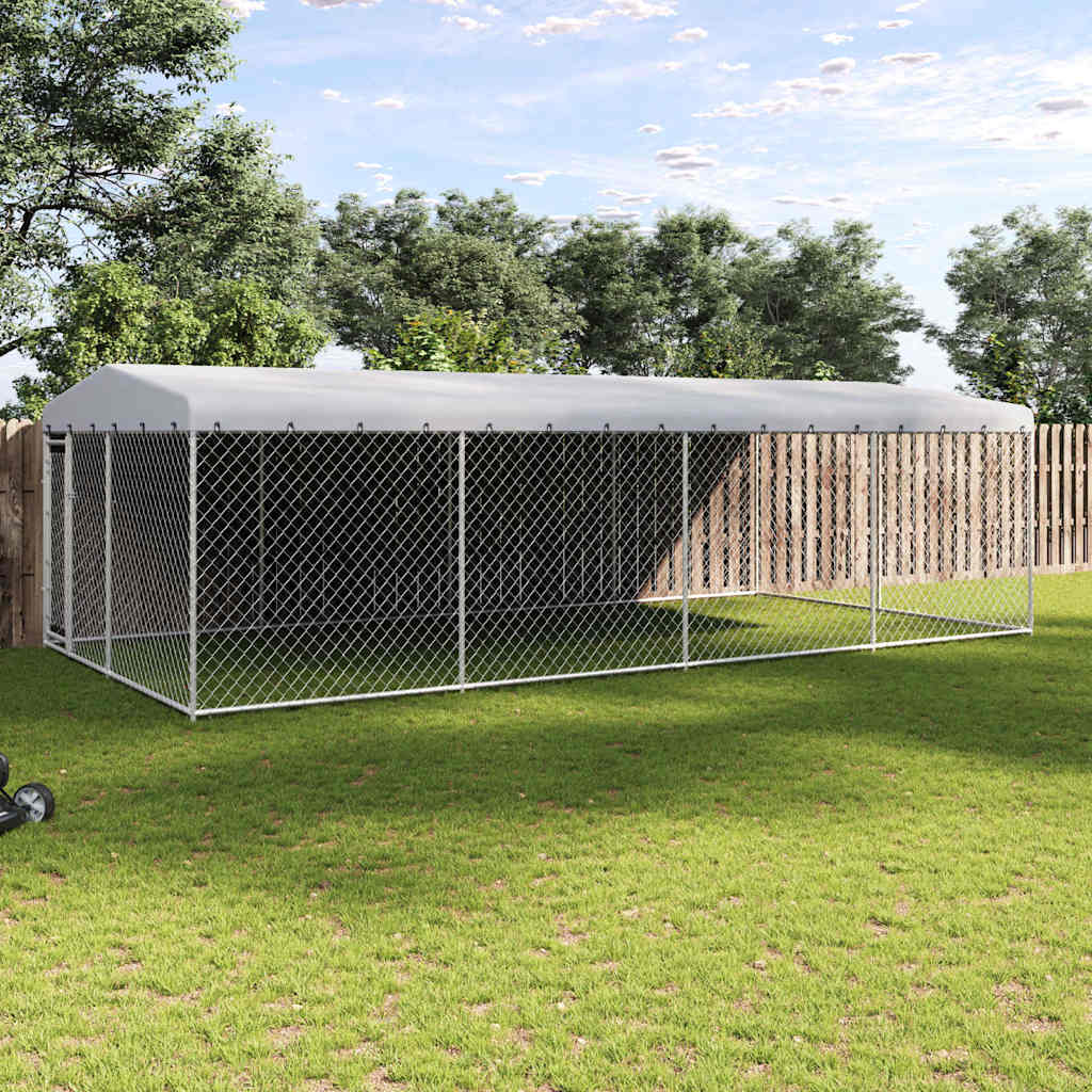 vidaXL Perrera de exterior con techo 7,6x3,8x2,3 m