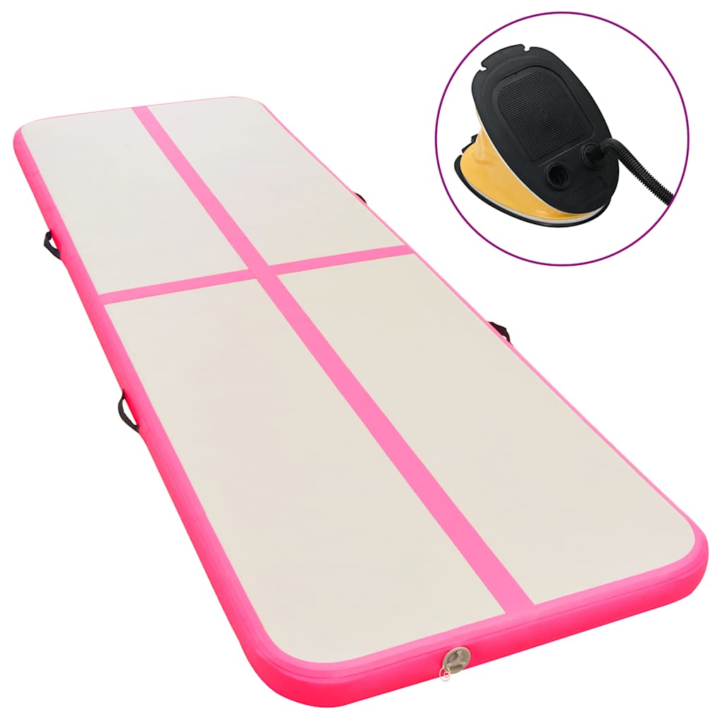 vidaXL Esterilla inflable de gimnasia con bomba 800x100x10 cm PVC rosa
