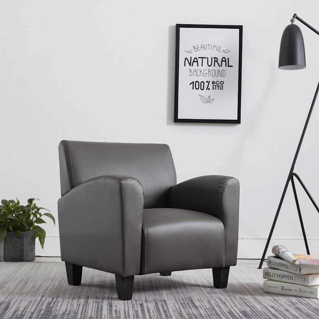 vidaXL Sillón de cuero sintético gris