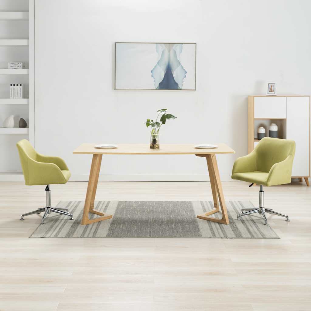 vidaXL Sillas de comedor giratorias 2 unidades tela verde