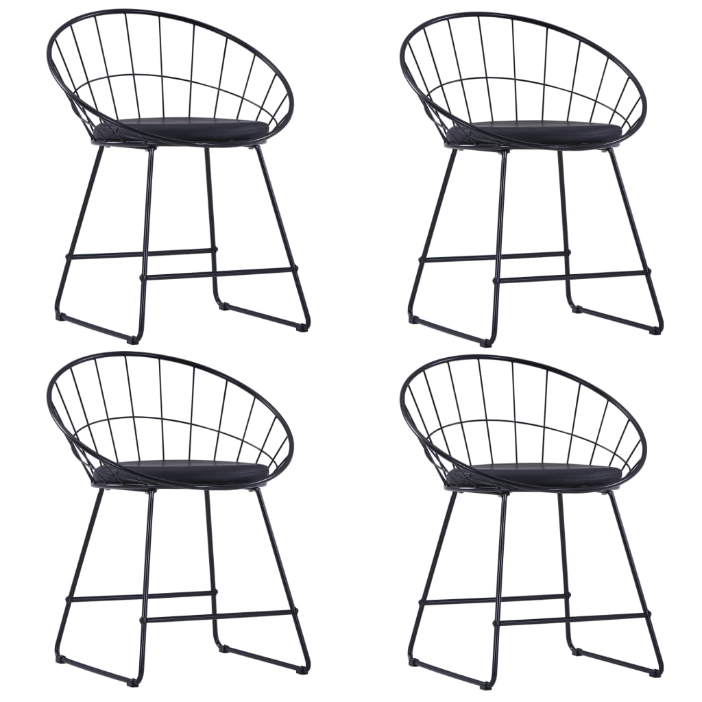 vidaXL Sillas de comedor asientos de cuero sintético 4 uds acero negro