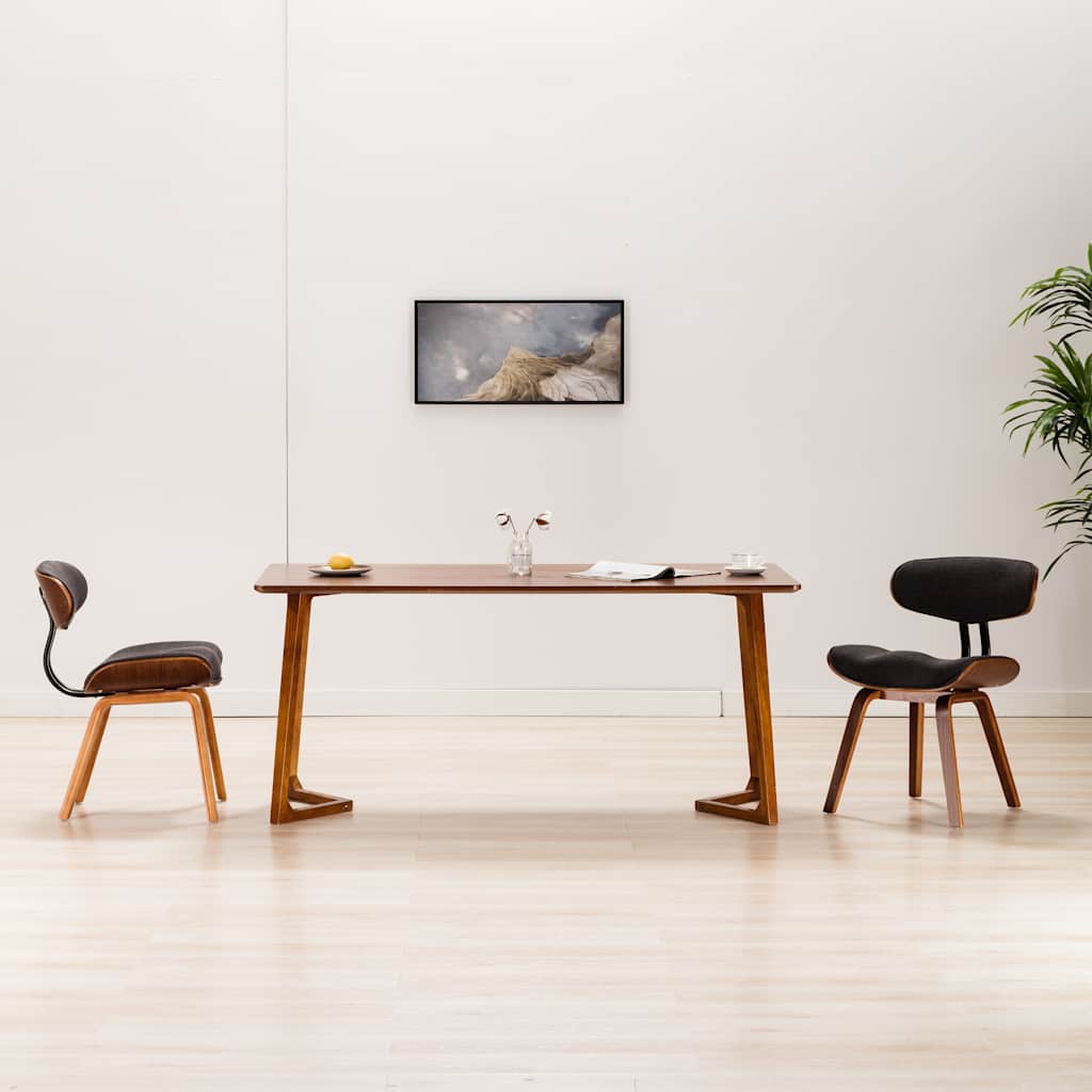 vidaXL Sillas de comedor 2 unidades madera curvada y tela gris