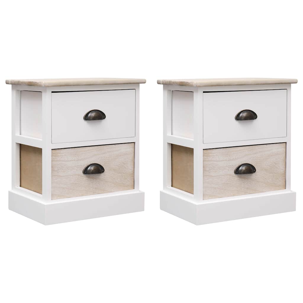 vidaXL Mesitas noche 2 uds madera Paulownia blanco natural 38x28x45cm