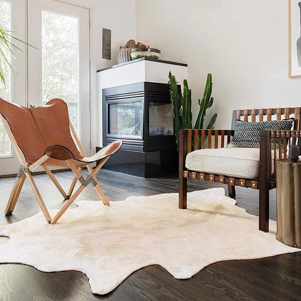 vidaXL Alfombra de piel de vaca auténtica beige 150x170 cm