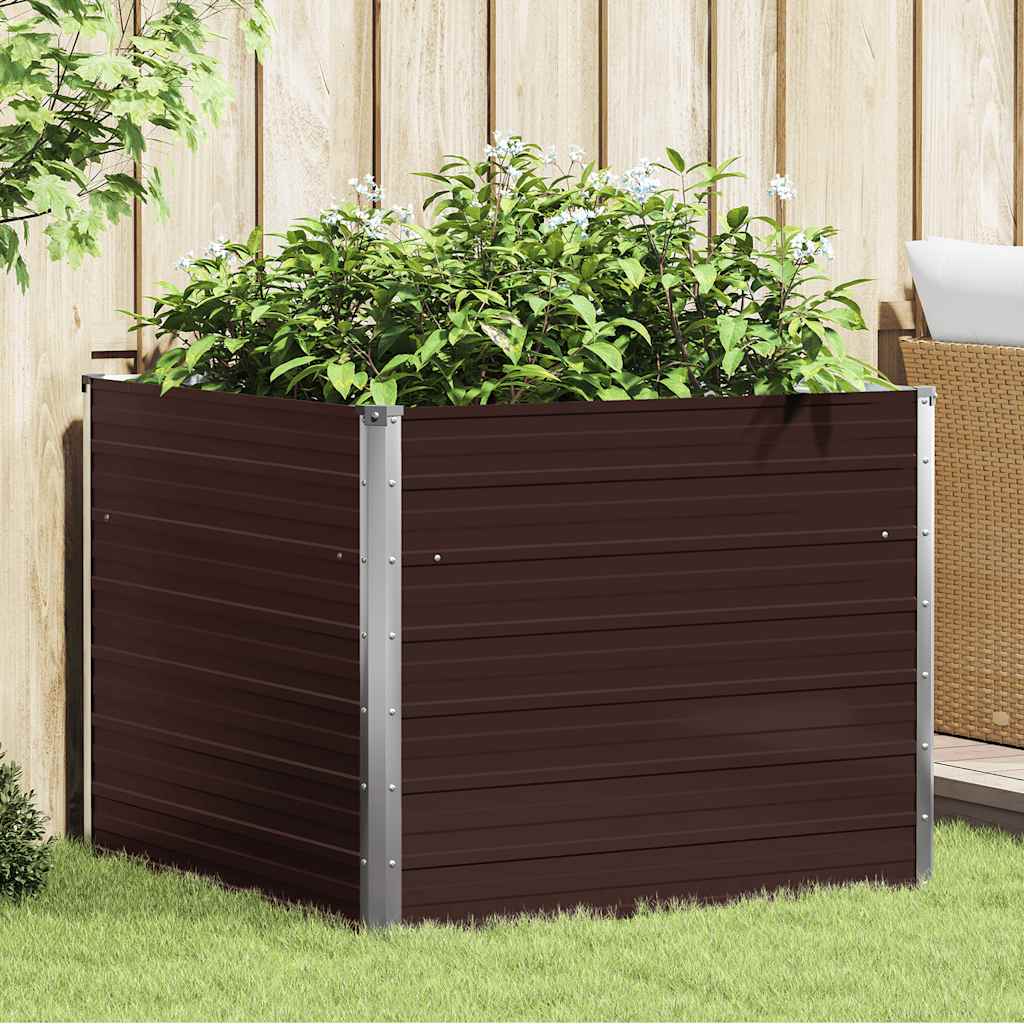 vidaXL Mesa de cultivo de acero galvanizado marrón 100x100x77 cm