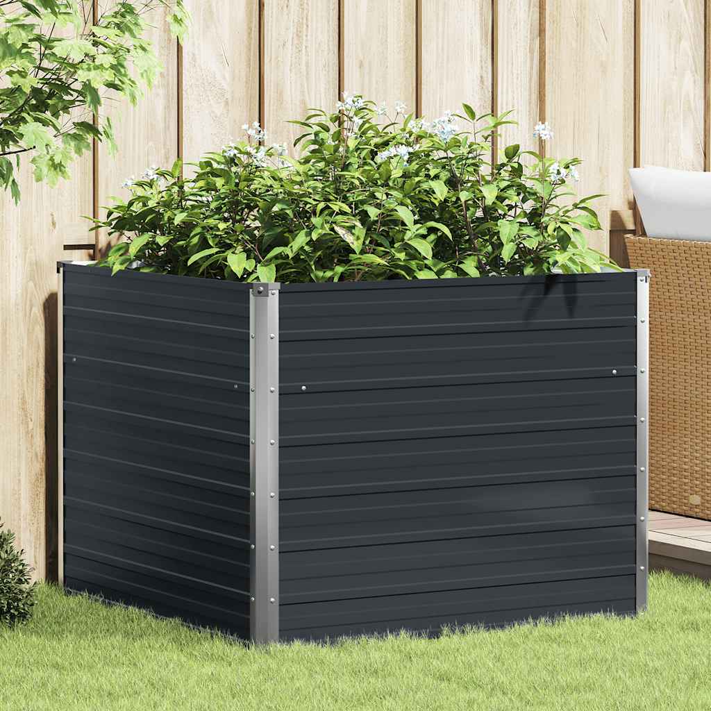 vidaXL Jardinera elevada acero galvanizado gris antracita 100x100x77cm