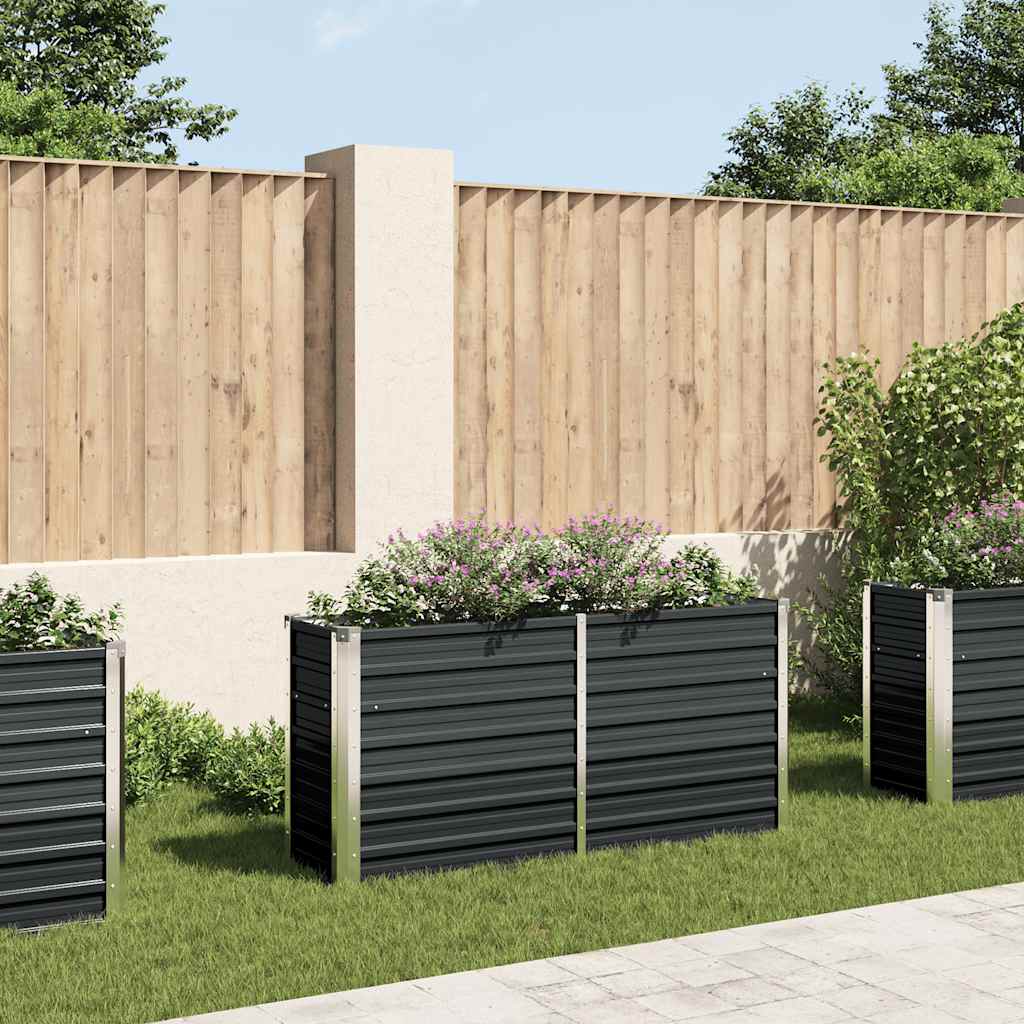 vidaXL Arriate de acero galvanizado gris antracita 160x40x77 cm