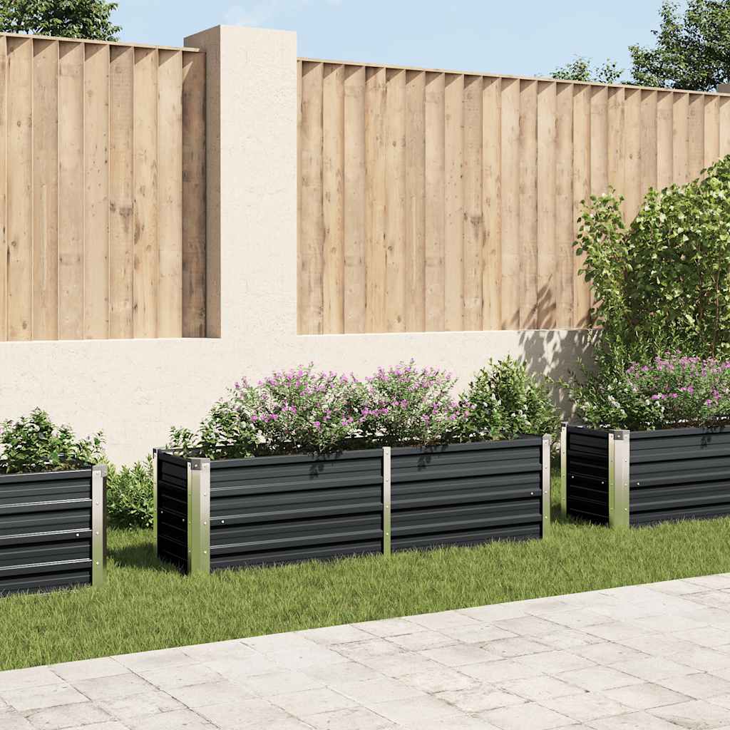 vidaXL Arriate de acero galvanizado gris antracita 160x40x45 cm