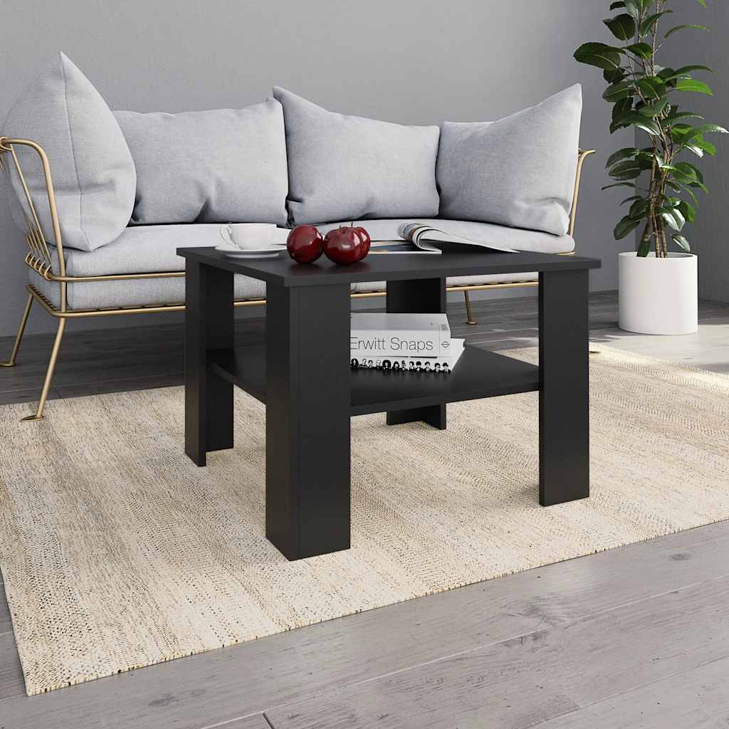 vidaXL Mesa de centro madera contrachapada negro 60x60x42 cm