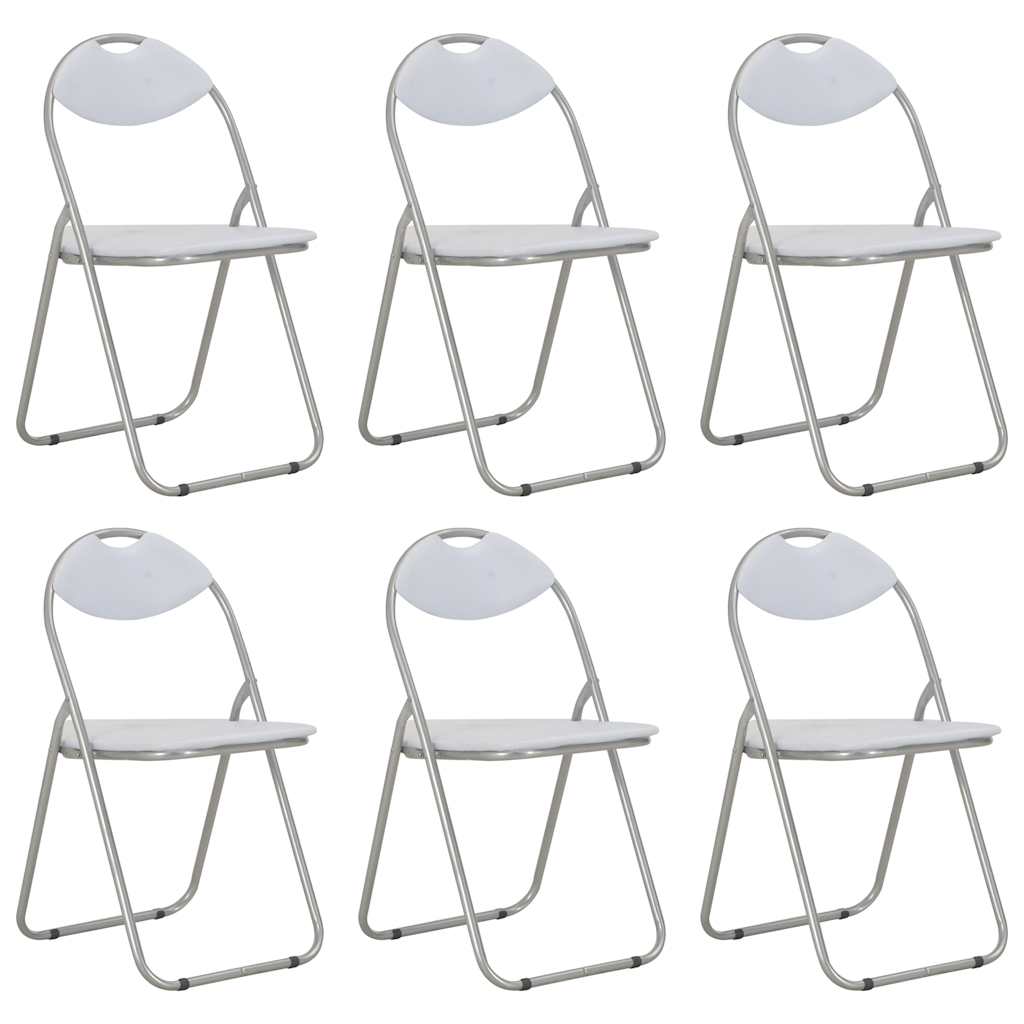 vidaXL Sillas plegables, 6 unidades, piel sintética blanca.