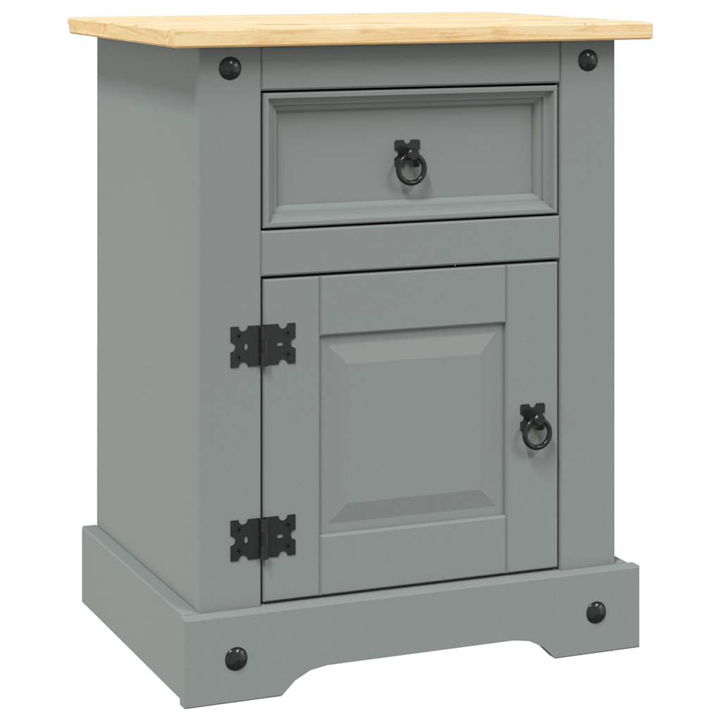 vidaXL Mesita de noche Corona Range pino mexicano gris 53x39x67 cm