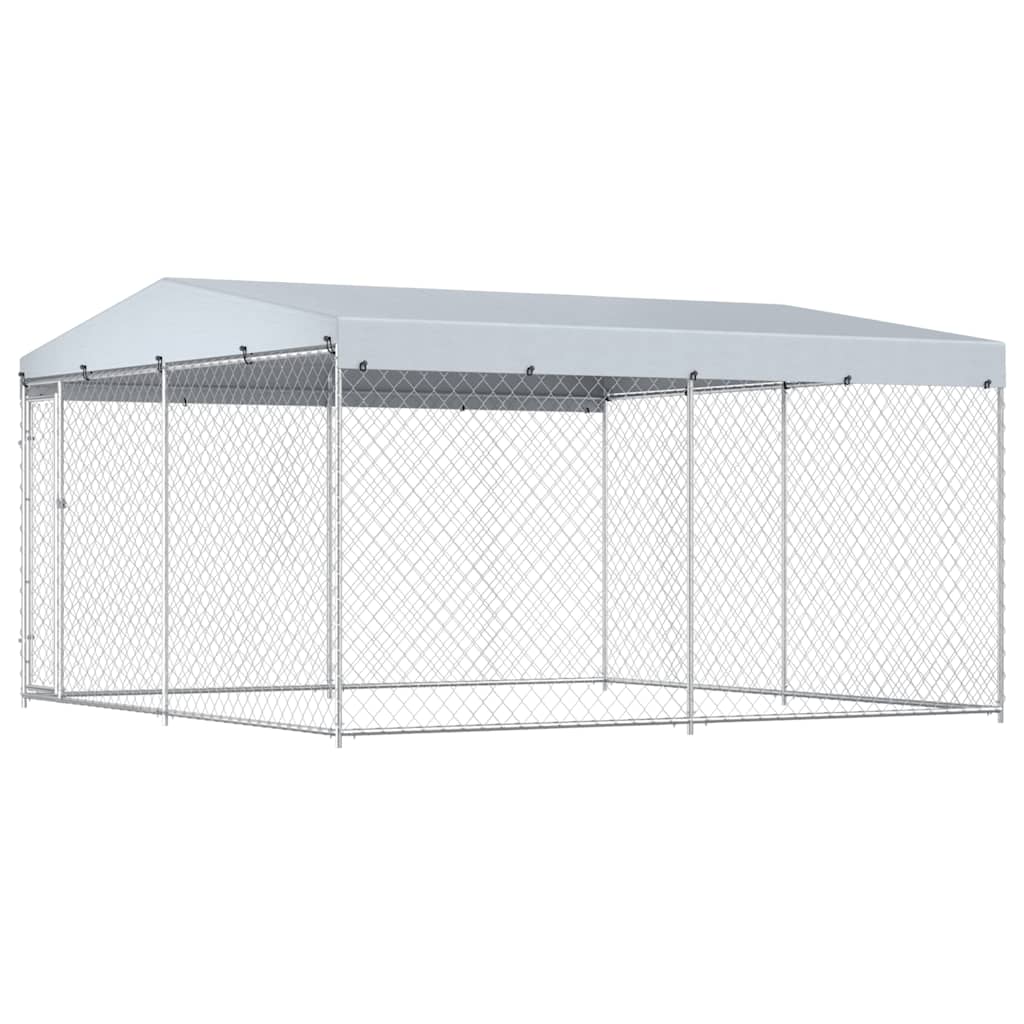vidaXL Perrera de exterior con techo 382x382x225 cm