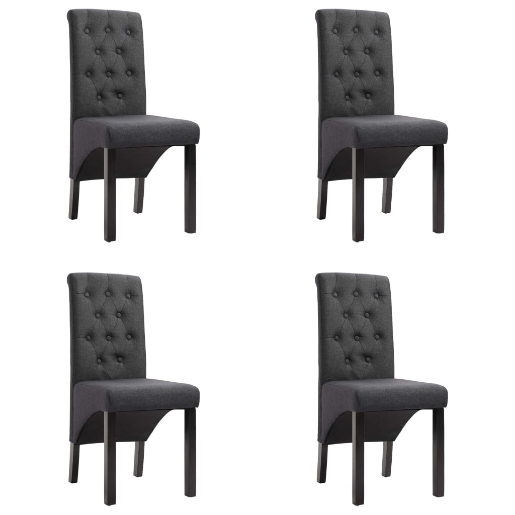 vidaXL Sillas de comedor giratorias 4 unidades tela gris oscuro