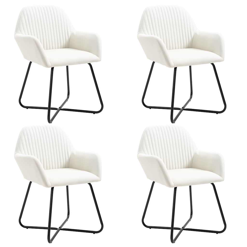 vidaXL Sillas de comedor 4 unidades tela color crema