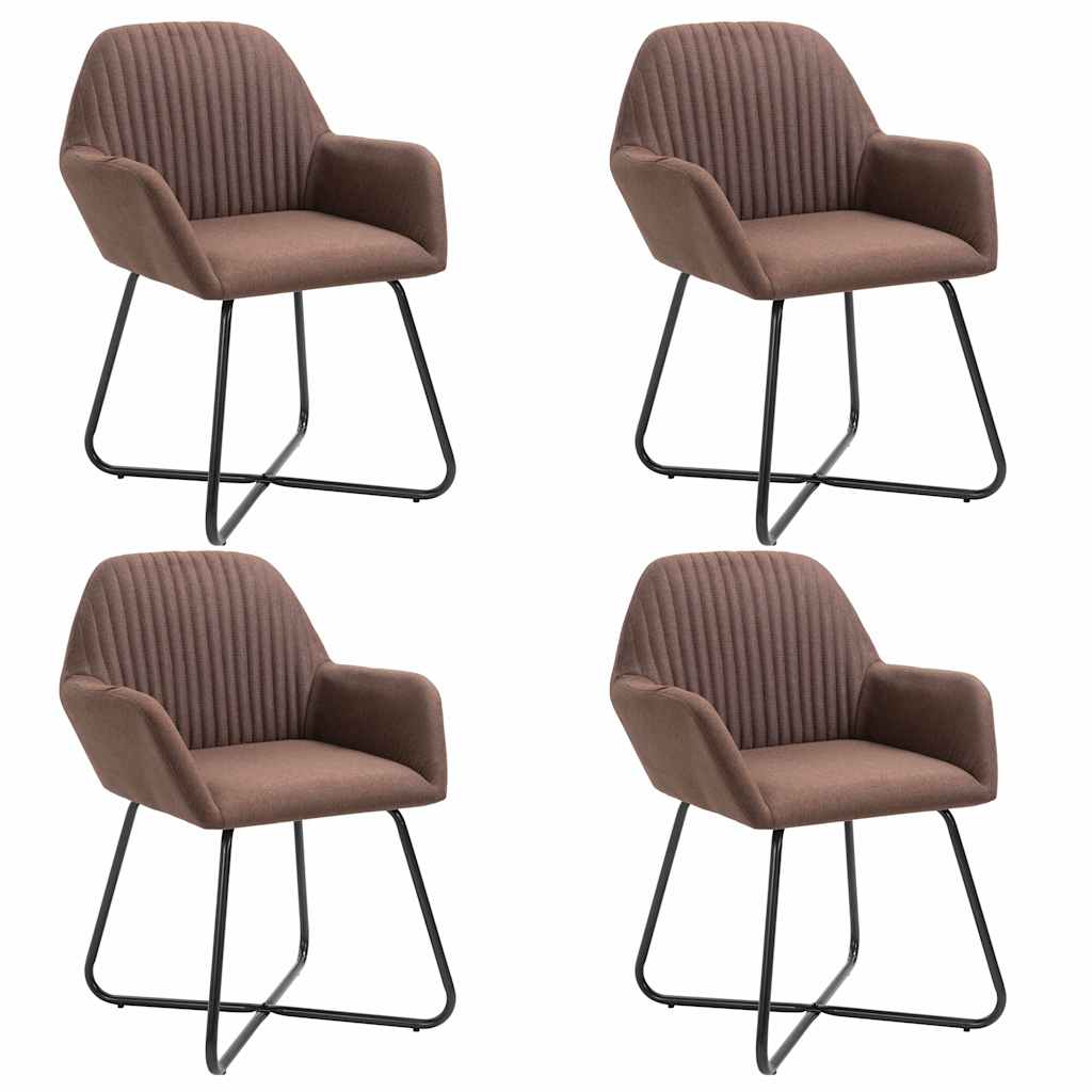 vidaXL Sillas de comedor 4 unidades tela marrón
