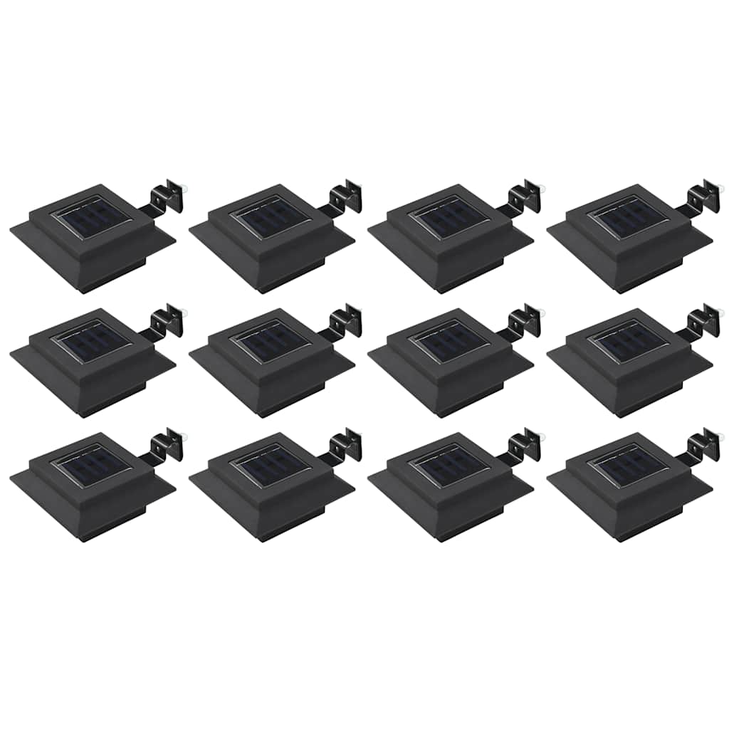vidaXL Lámparas solares cuadradas de exterior negras 12 uds LED 12 cm