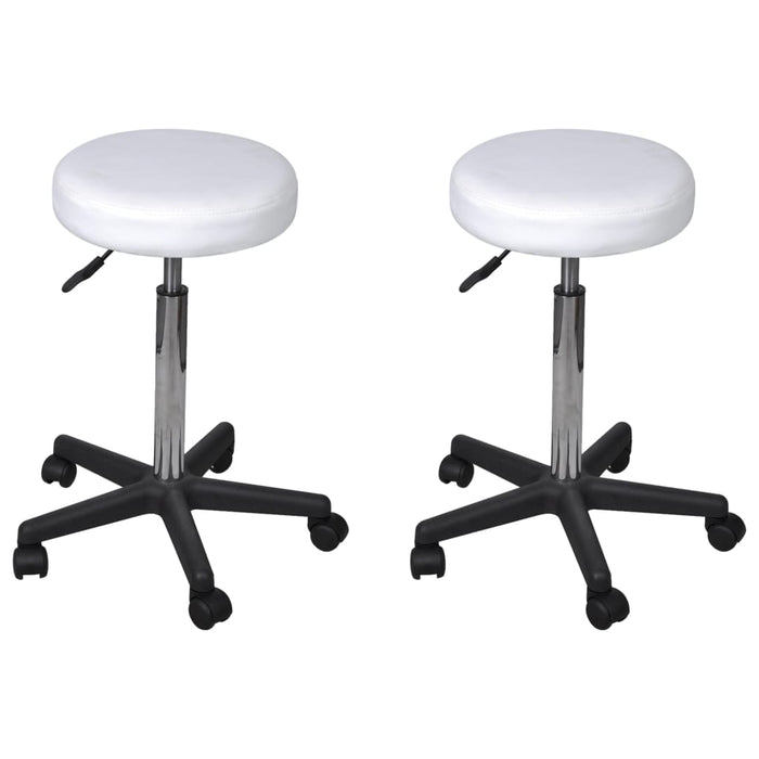 vidaXL Taburetes de oficina 2 uds cuero sintético blanco