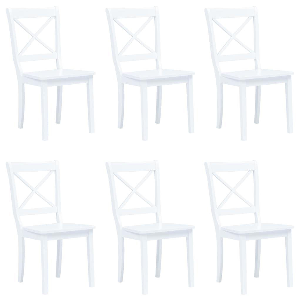 vidaXL Sillas de comedor 6 unidades madera maciza de caucho blanco