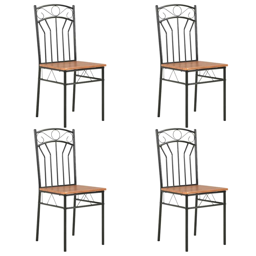 vidaXL Sillas de comedor 4 unidades MDF marrón