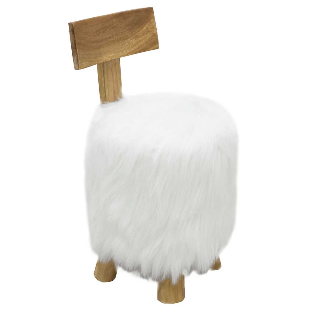 vidaXL Taburete de madera maciza de teca blanco