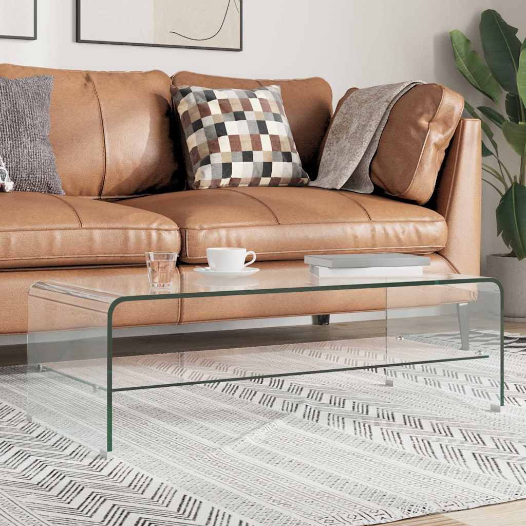 vidaXL Mesa de centro de vidrio templado transparente 98x45x31 cm