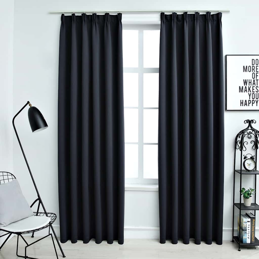 vidaXL Cortinas opacas con ganchos 2 piezas gris antracita 140x245 cm