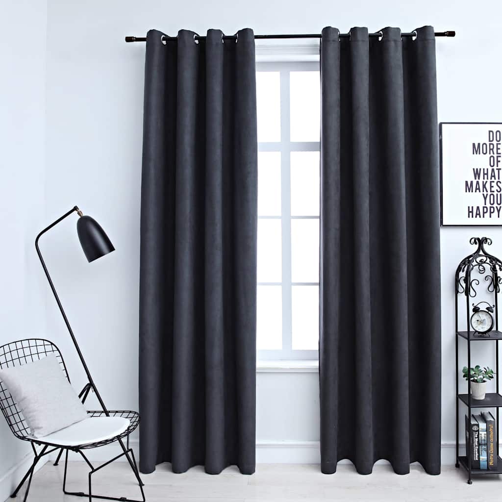 vidaXL Cortinas opacas con aros de metal 2 piezas antracita 140x175 cm