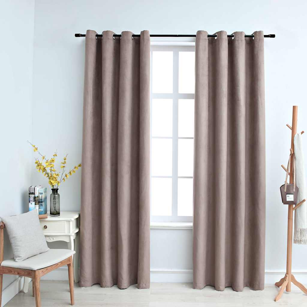 vidaXL Cortinas opacas con aros de metal 2 piezas gris topo 140x245 cm