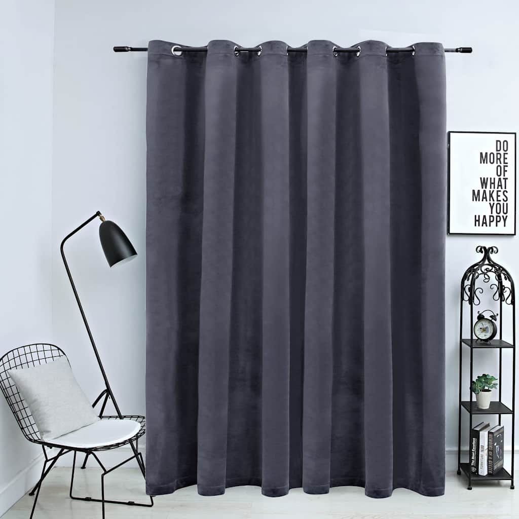 vidaXL Cortina opaca y anillas de metal terciopelo antracita 290x245cm