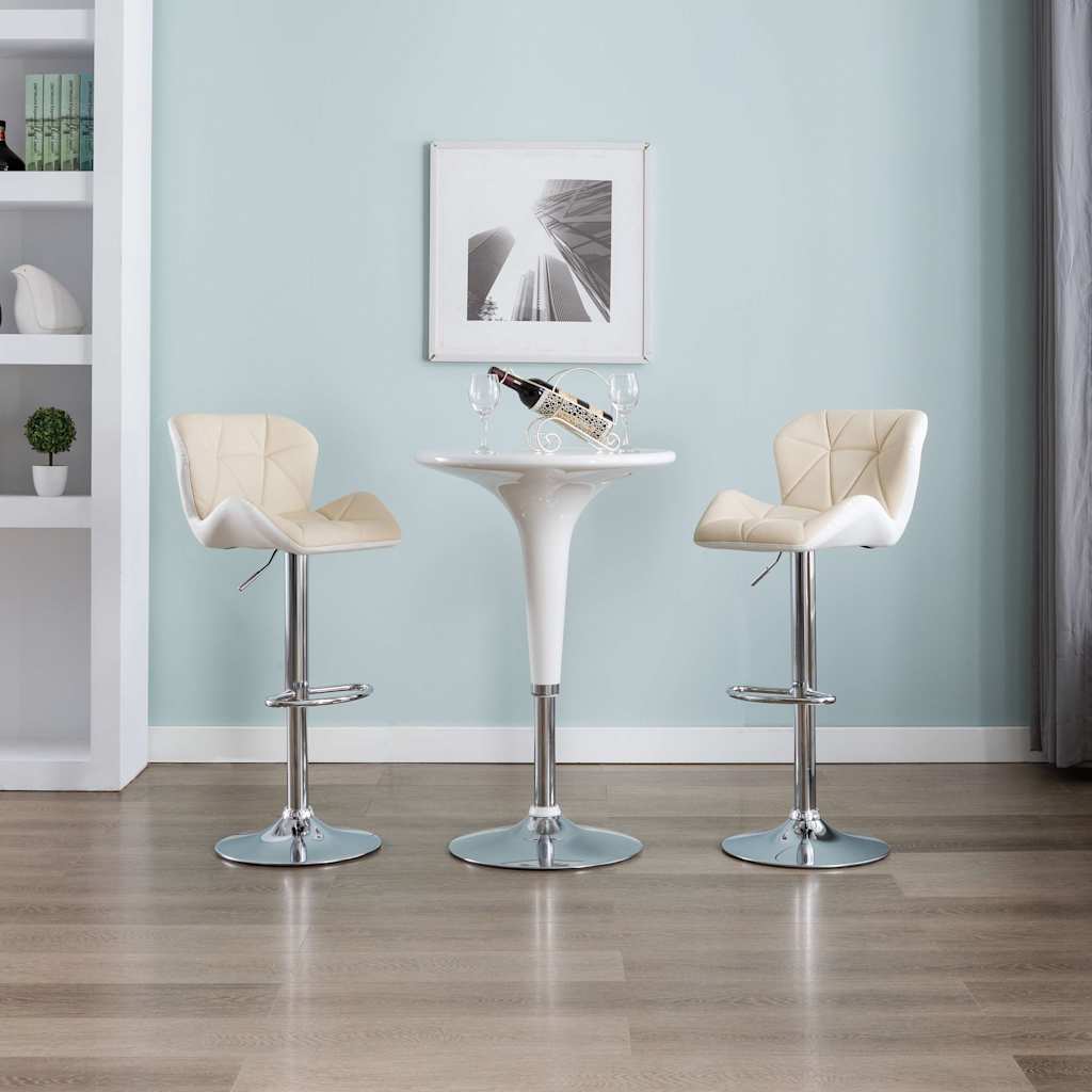 vidaXL Taburetes de cocina 2 unidades cuero sintético color crema