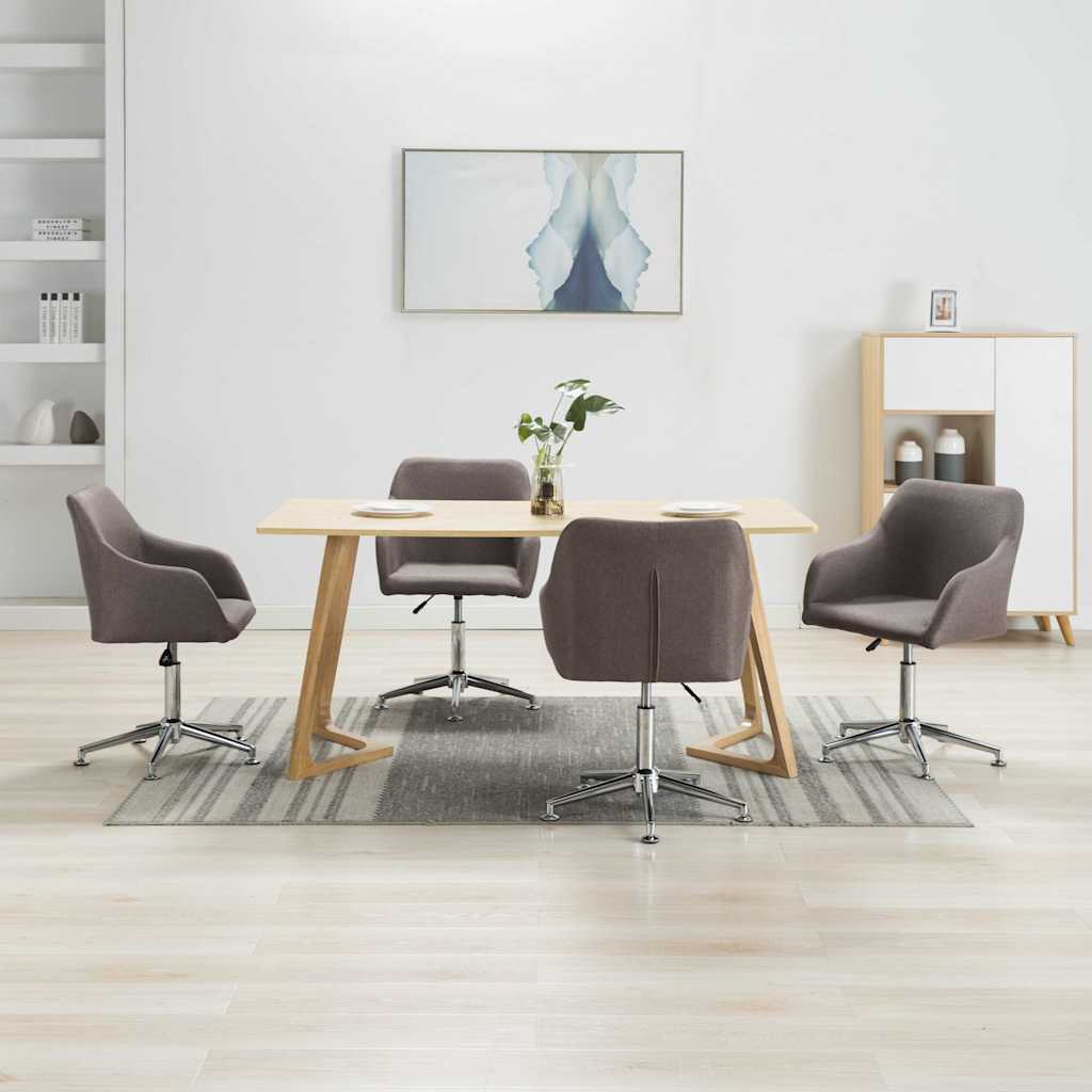 vidaXL Sillas de comedor giratorias 4 unidades tela taupe