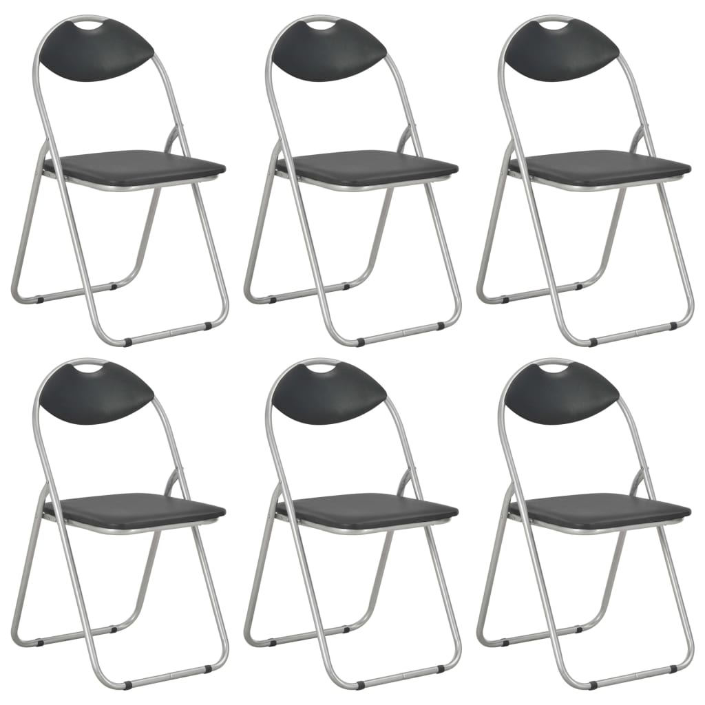 vidaXL Sillas plegables, 6 unidades, piel sintética negra.