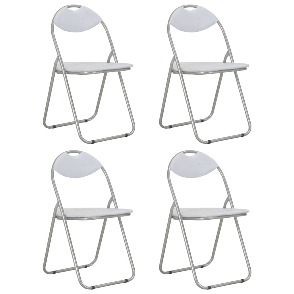 vidaXL Sillas plegables, 4 unidades, piel sintética blanca.
