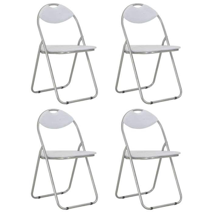 vidaXL Sillas plegables, 4 unidades, piel sintética blanca.