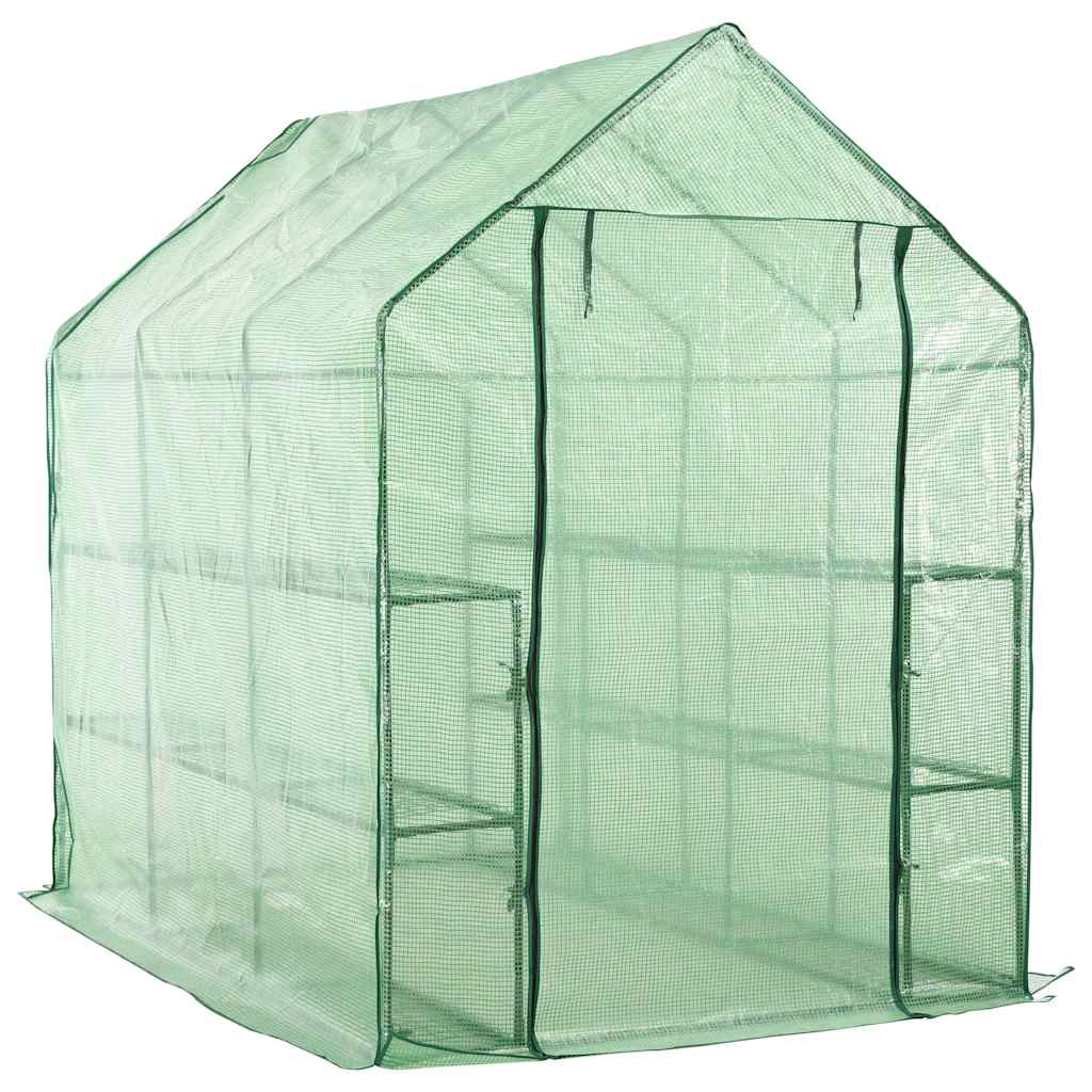 vidaXL Invernadero accesible con 12 estantes acero 143x214x196 cm