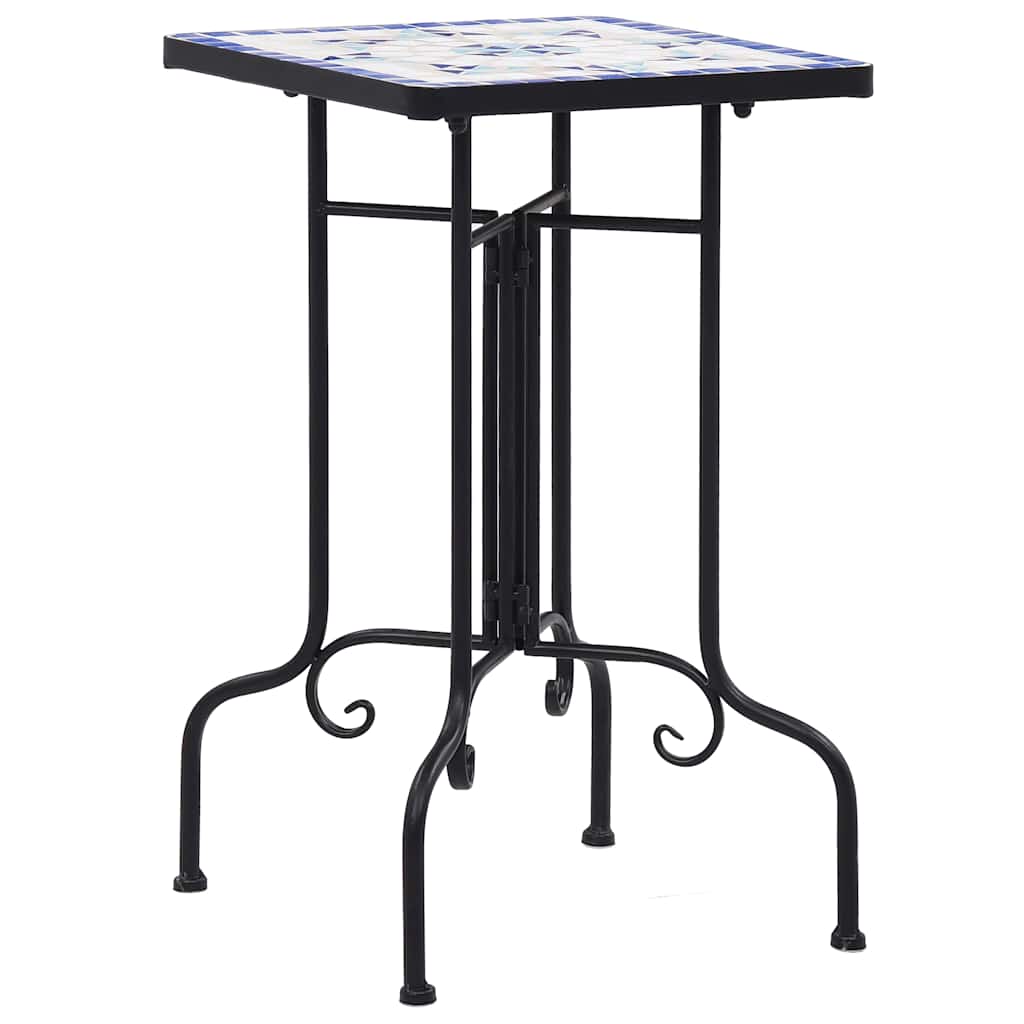 vidaXL Mesa auxiliar de mosaico cerámica azul y blanco