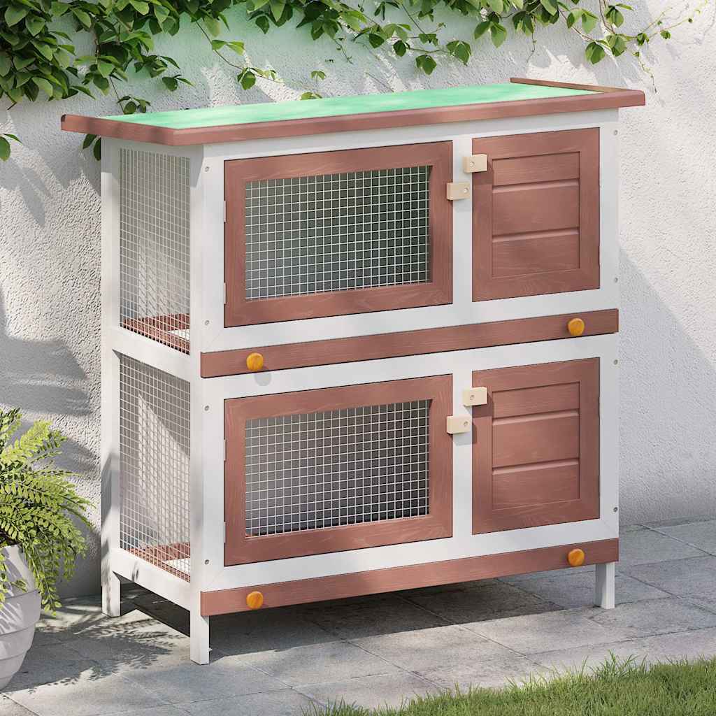 vidaXL Jaula conejera con 4 puertas madera marrón