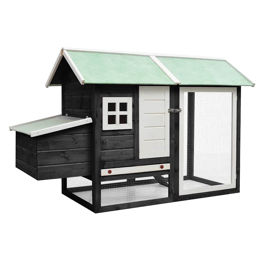 vidaXL Gallinero madera maciza de pino y abeto gris 170x81x110 cm