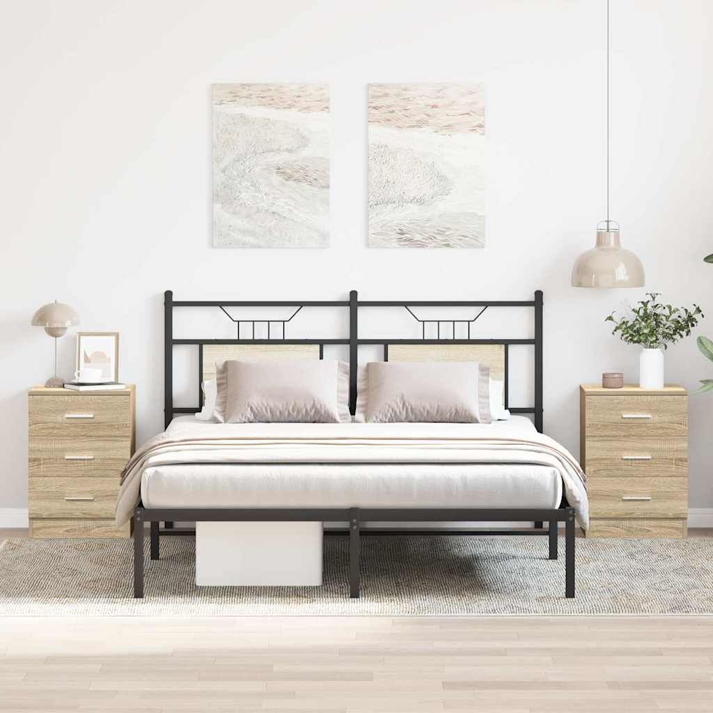 vidaXL Mesitas de noche 2 uds aglomerado color roble Sonoma 38x35x56cm